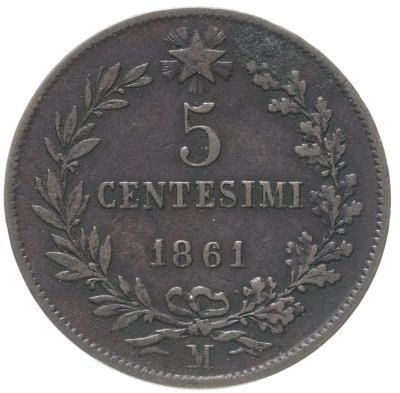 купить Италия 5 чентезимо 1861 (М)
