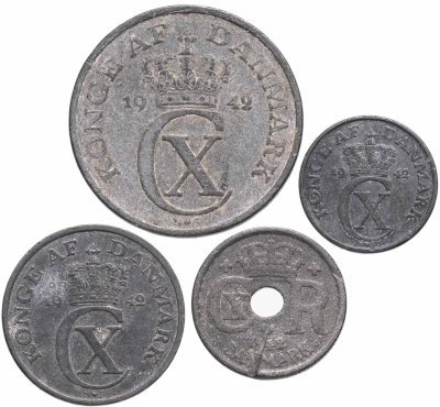 купить Дания набор от 1 до 10 эре 1942 (4 шт)
