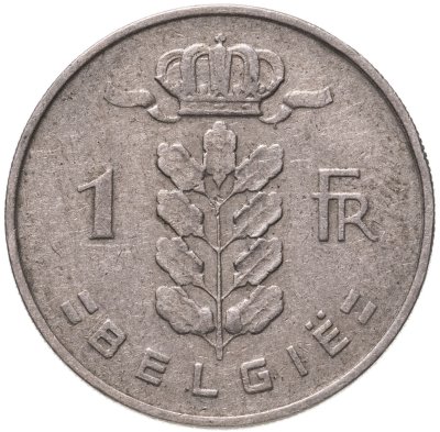 купить Бельгия 1 франк (franc) 1953 надпись на голландском - 'BELGIE'