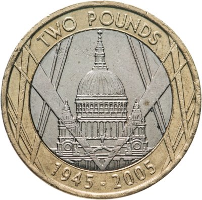 купить Великобритания 2 фунта (pounds) 2005 "60 лет Победы"