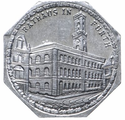 купить Германия (Нюрнберг) нотгельд 20 пфеннигов 1921 "Ратуша в Фюрте" трамвайный жетон