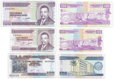 купить Бурунди набор из 3 банкноты 100, 500 франков 2001 - 2013