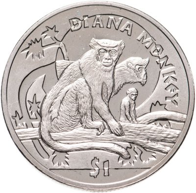 купить Сьерра-Леоне 1 доллар 2009 "Обезьяны - Мартышка диана"
