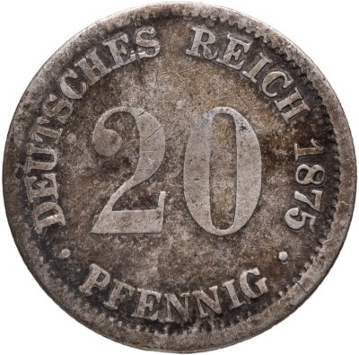 купить Германия 20 пфеннигов (pfennig) 1875, знак монетного двора: "D" - Мюнхен