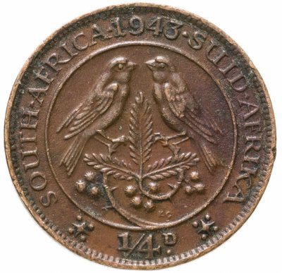 купить Южная Африка (ЮАР) 1/4 пенни (penny) 1943