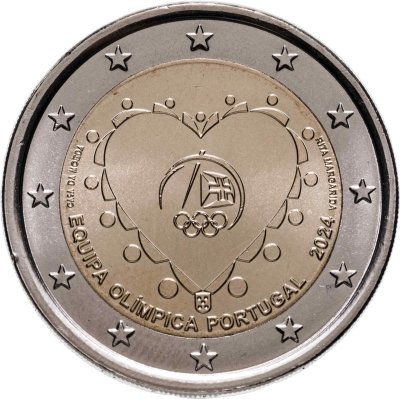 купить Португалия 2 евро 2024 "Олимпийская команда Португалии на Олимпиаде во Франции"