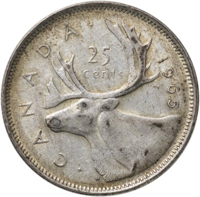 купить Канада 25 центов (квотер, cents) 1965