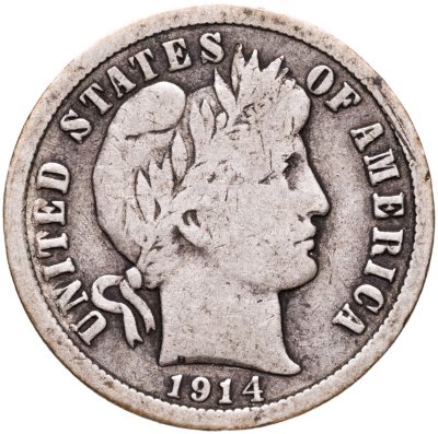 купить США 10 центов (дайм, one dime) 1914 "Barber Dime"