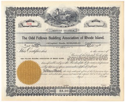 купить Акция США The Odd Fellows Building Association of Rhode Island.