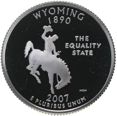 купить США 25 центов (квотер, 1/4 доллара, quarter dollar) 2007 Вайоминг серебро