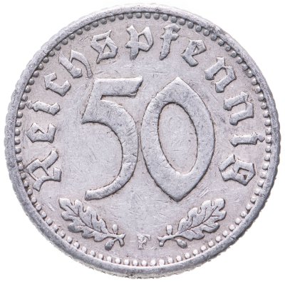 купить Германия (Третий рейх) 50 рейхспфеннигов (reichspfennig) 1935 F знак монетного двора "F" — Штутгарт