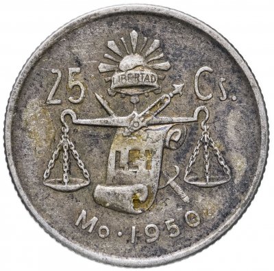 купить Мексика 25 центаво (centavos) 1950