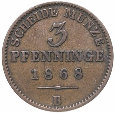 купить Германия, Пруссия 3 пфеннига (pfenninge) 1868 В