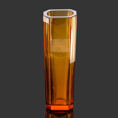 купить Ваза для цветов "Золотистая", автор Л.О. Юрген, стекло, гранение, Ленинградский завод художественного стекла (ЛЗХС), СССР, 1970-1980 гг.