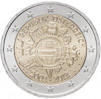 Купить Австрия 2 евро 2012 "10 лет евро"