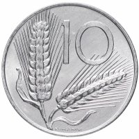 Купить Италия 10 лир (lire) 1951-2001 "Рожь и плуг"