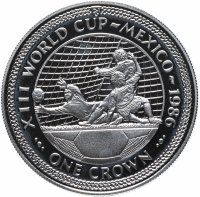 Купить Остров Мэн 1 крона (crown) 1986 Чемпионат мира по футболу 1986, Мексика /гол, 3 игрока /