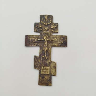 купить Крест киотно-наперсный староверов-поповцев "Распятие Христово", латунь, Российская империя, 1850-1900 гг.