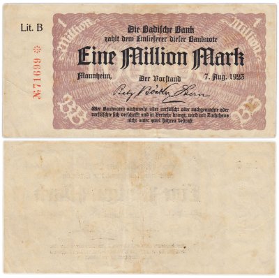 купить Германия Mannheim ( Baden ) 1000000 (1 млн) марок 1923 год