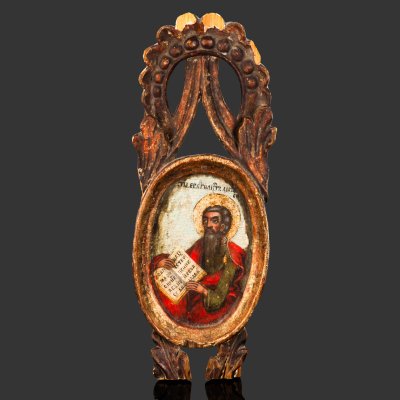 купить Икона "Святой апостол и евангелист Матфей", дерево, темпера, резьба, Российская империя, 1850-1900 гг.
