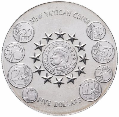 купить Либерия 5 долларов (dollars) 2002 "Новые монеты Ватикана"