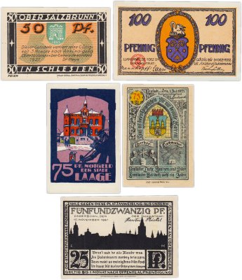 купить Германия (разные земли) набор из 5 нотгельдов 1920-1923