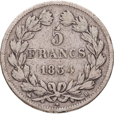 купить Франция 5 франков (francs) 1834 B