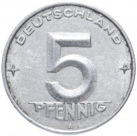 Купить Германия (ГДР) 5 пфеннигов 1952-1953 A