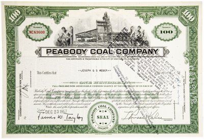 купить Акция США PEABODY COAL COMPANY (ILLINOIS) 1957 г.