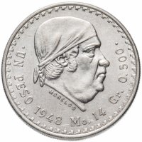 Купить Мексика 1 песо (peso) 1948 год Хосе Морелос