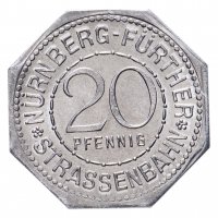 купить Германия, Нюрнберг 20 пфеннигов 1921 "Ганс Сакс" (трамвайный жетон)