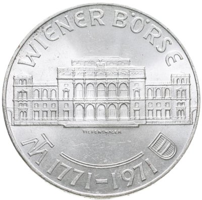 купить Австрия 25 шиллингов (shillings) 1971 "200 лет Венской бирже"