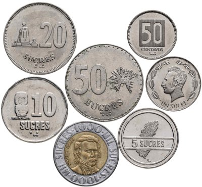 купить Эквадор набор монет для обращения 1988-1996 (7 штук)