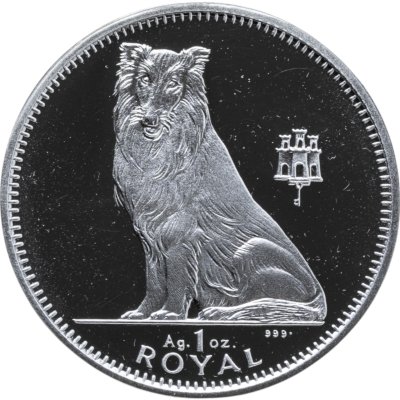 купить Гибралтар 1 роял 1995 Proof "Собака Шотландская овчарка колли" в футляре