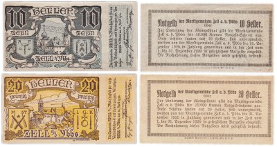 купить Австрия набор из 2 банкнот 10, 20 геллеров 1920