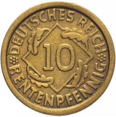 купить Германия 10 рейхспфеннигов (reichspfennig) 1924 F знак монетного двора "F" — Штутгарт