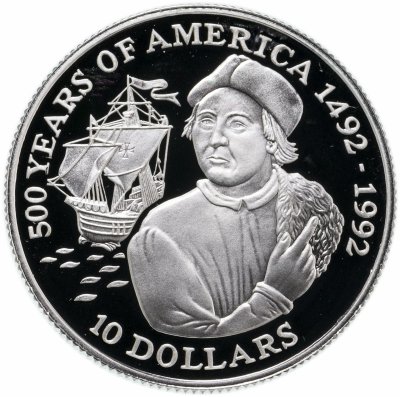 купить Острова Кука 10 долларов (dollars) 1990 "500 лет открытию Америки - Христофор Колумб"