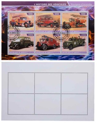 купить Джибути марки квартблок "Автомобили. Машины. Пожарная машина" 400, 650, 900, 1000, 1200, 1350 франков 2015