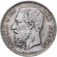 Купить Бельгия 5 франков (francs) 1870