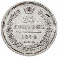 Купить 25 копеек 1854 СПБ-HI, Биткин №310