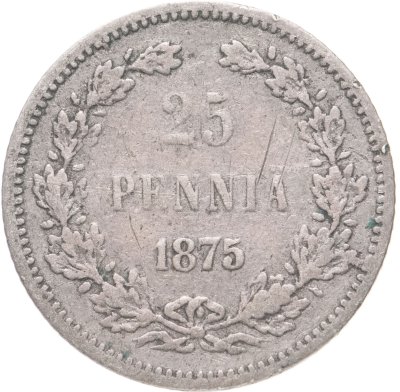 купить 25 пенни (pennia) 1875 S, монета для Финляндии