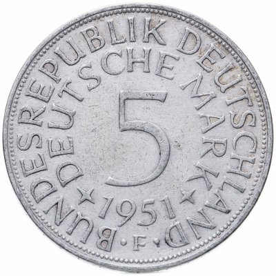 купить Германия 5 марок 1951 Знак монетного двора: "F" - Штутгарт