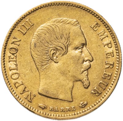 купить Франция 10 франков (francs) 1858 Знак монетного двора: "A" - Париж