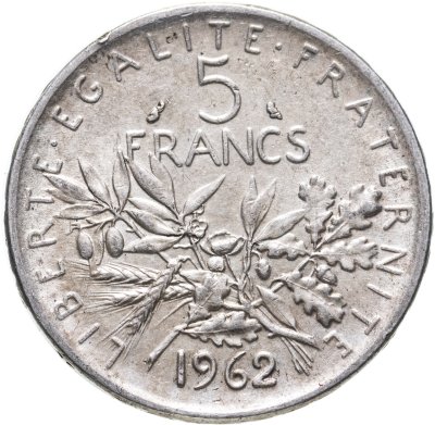 купить Франция 5 франков (francs) 1962