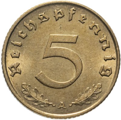 купить Германия (Третий рейх) 5 рейхспфеннигов (reichspfennig) "A" 1939