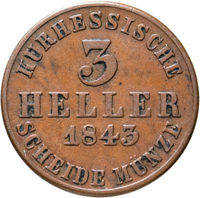 купить Германия, Гессен-Кассель 3 геллера 1843