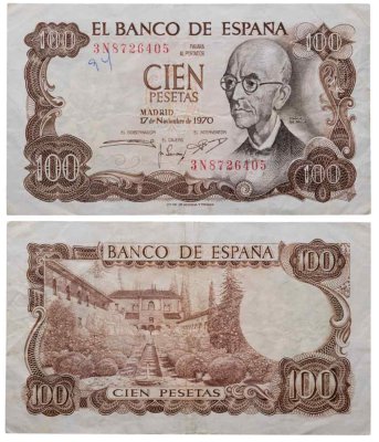купить Испания 100 песет 1970 (Pick 152a)