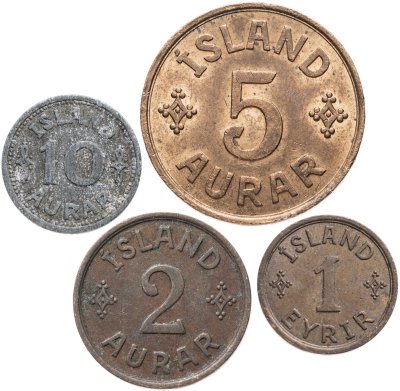 купить Исландия набор монет 1-10 эйре 1942 года (4 шт.)