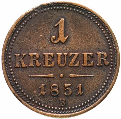 купить Австрия 1 крейцер 1851 B знак монетного двора "B" - Кремница
