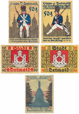купить Германия (Липпе-Детмольд: Детмольд) набор из 5 нотгельдов 1920 (268/B1)